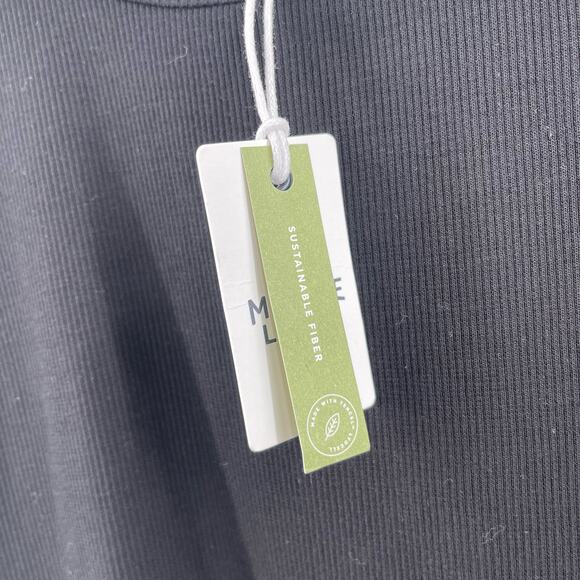 MARINE LAYER Lexi Rib Leah Dress Extra Small Black Ribbed One Bow Shoulder NWT - Picture 6 of 12